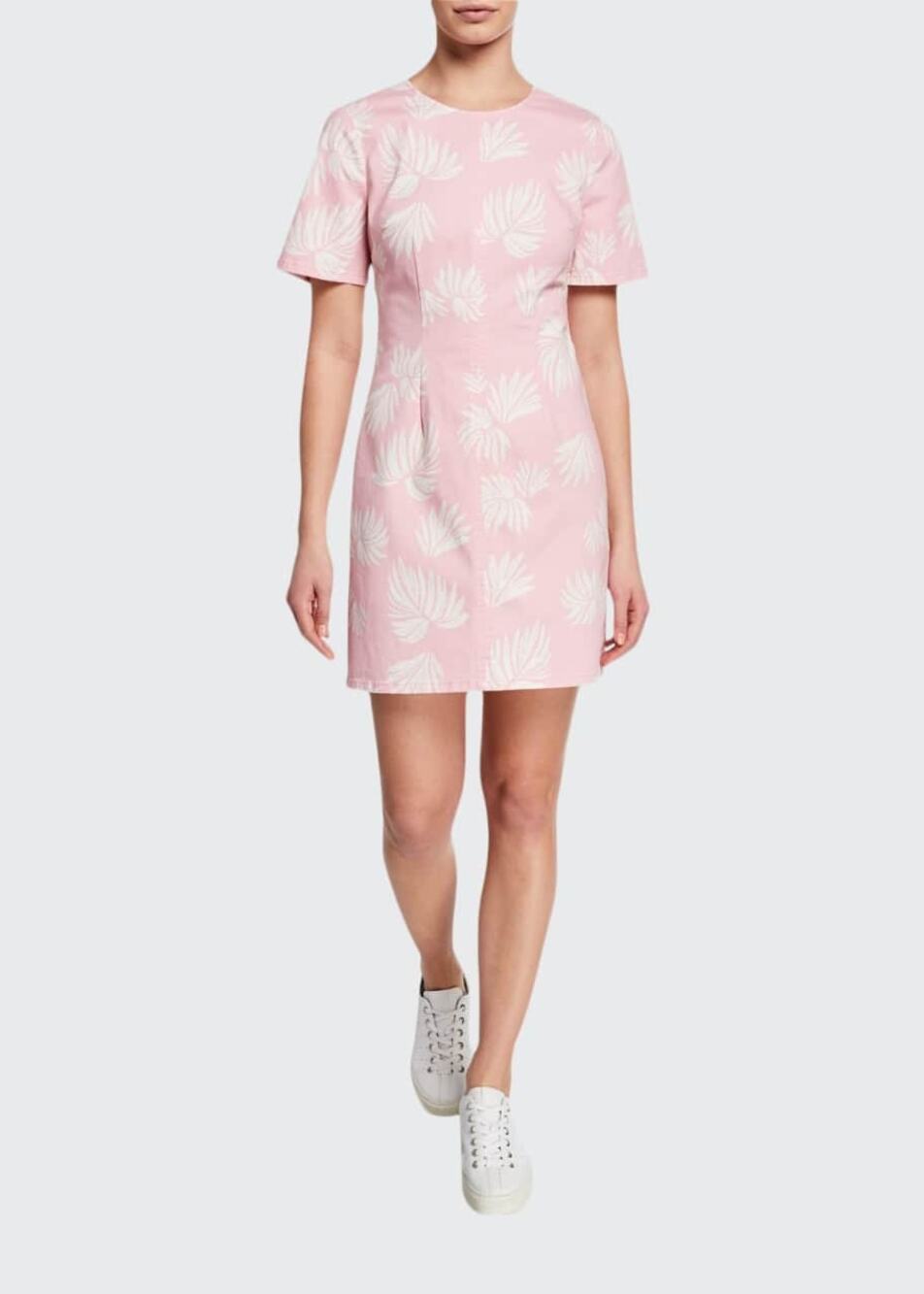 CINQ À SEPT Phoenix Madison Leaf-Print Short-Sleeve Mini Dress Size 14